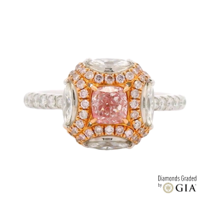 0.42ct Natural Pink Cushion Diamond Ring | GIA