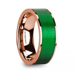 14k Rose Gold Men’s Diamond Wedding Ring with Inlay